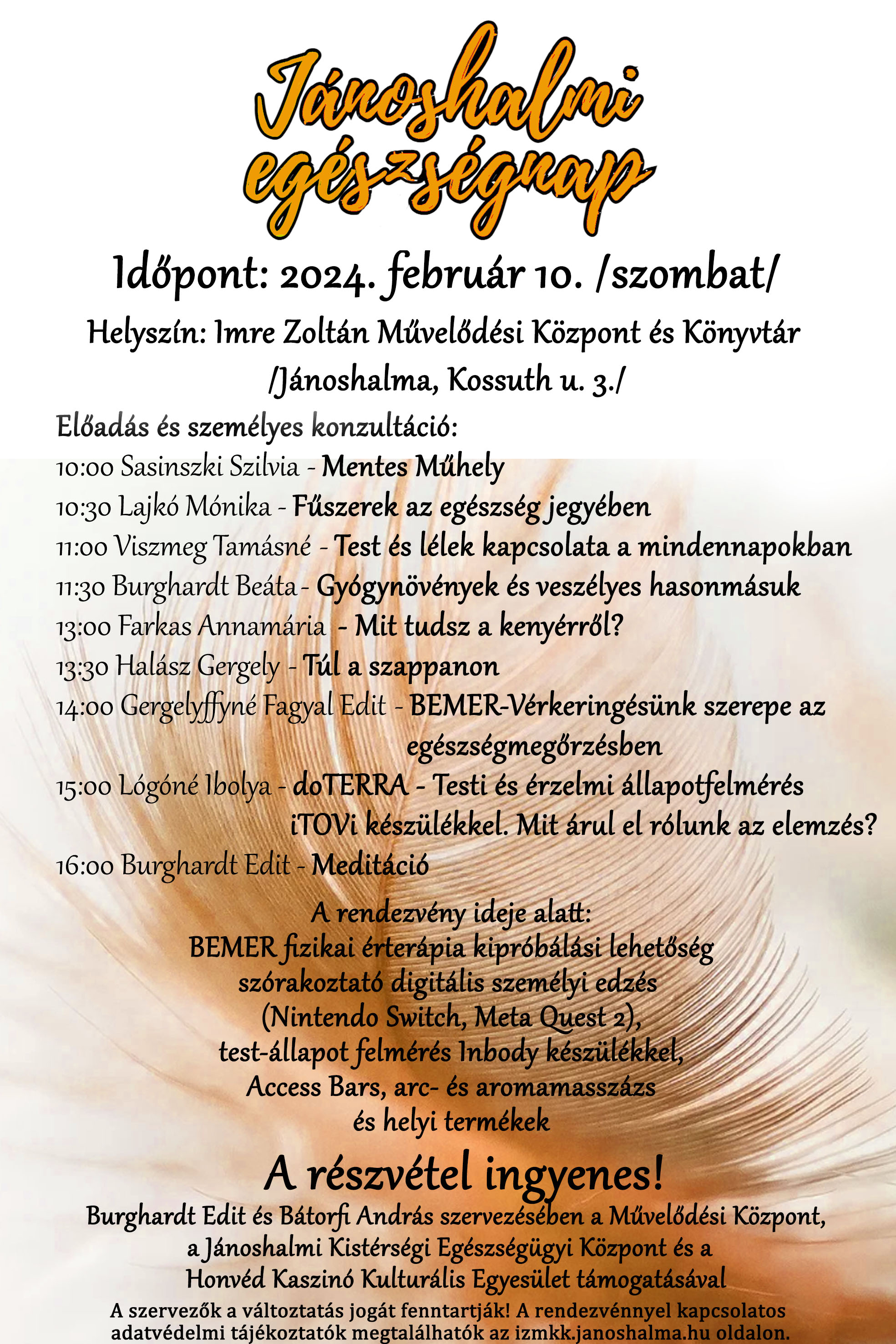2024. február 10. Szombat - Jánoshalmi egészségnap